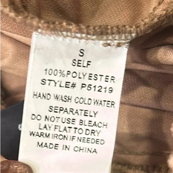 Blue B Pleated Crushed Velvet Pull-On Wide Leg Pants Carmel Small - Picture 7 of 10